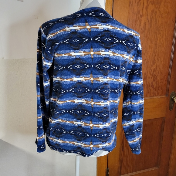 Womens Wrangler Blues Pullover velour long sleeve t shirt Geometric print Size M - Picture 4 of 8